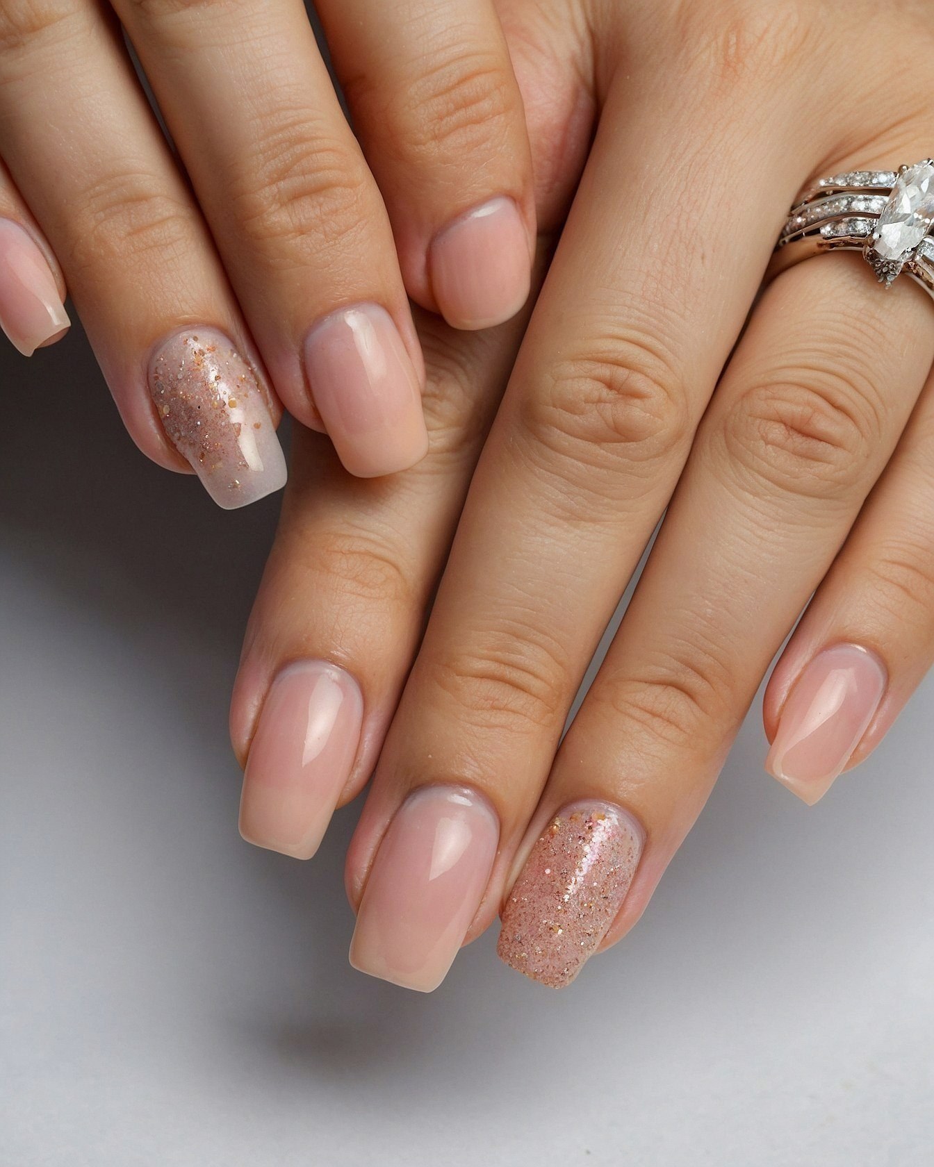 A Close-Up of Natural Nails with Subtle Sparkle