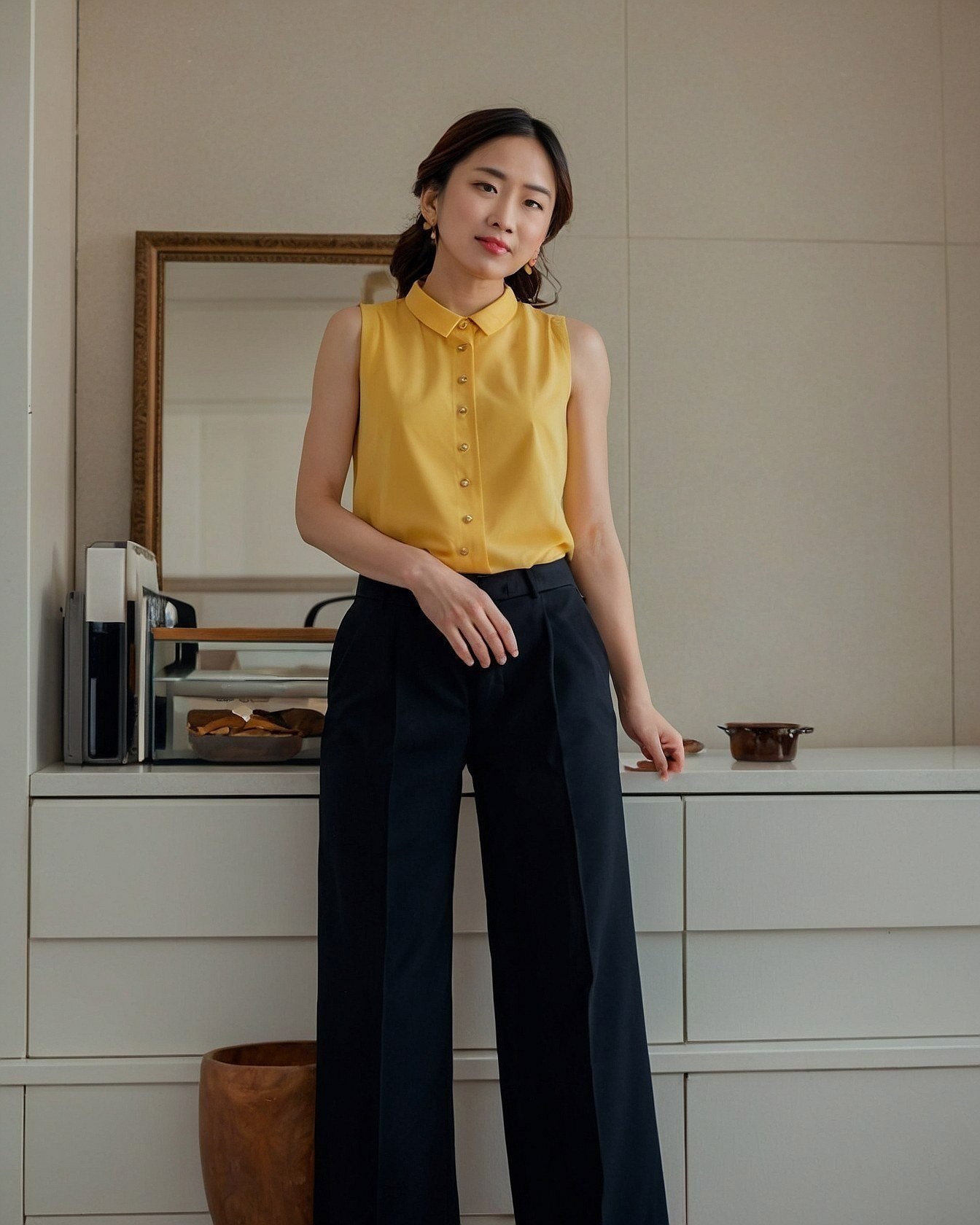 Crisp Pleats on Wide-Leg Trousers