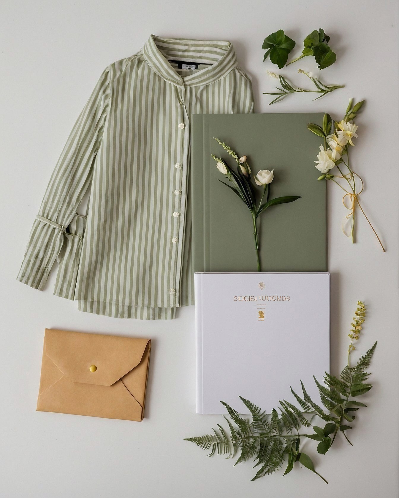 Striped Button-Up Shirt with Cuffed Sleeves