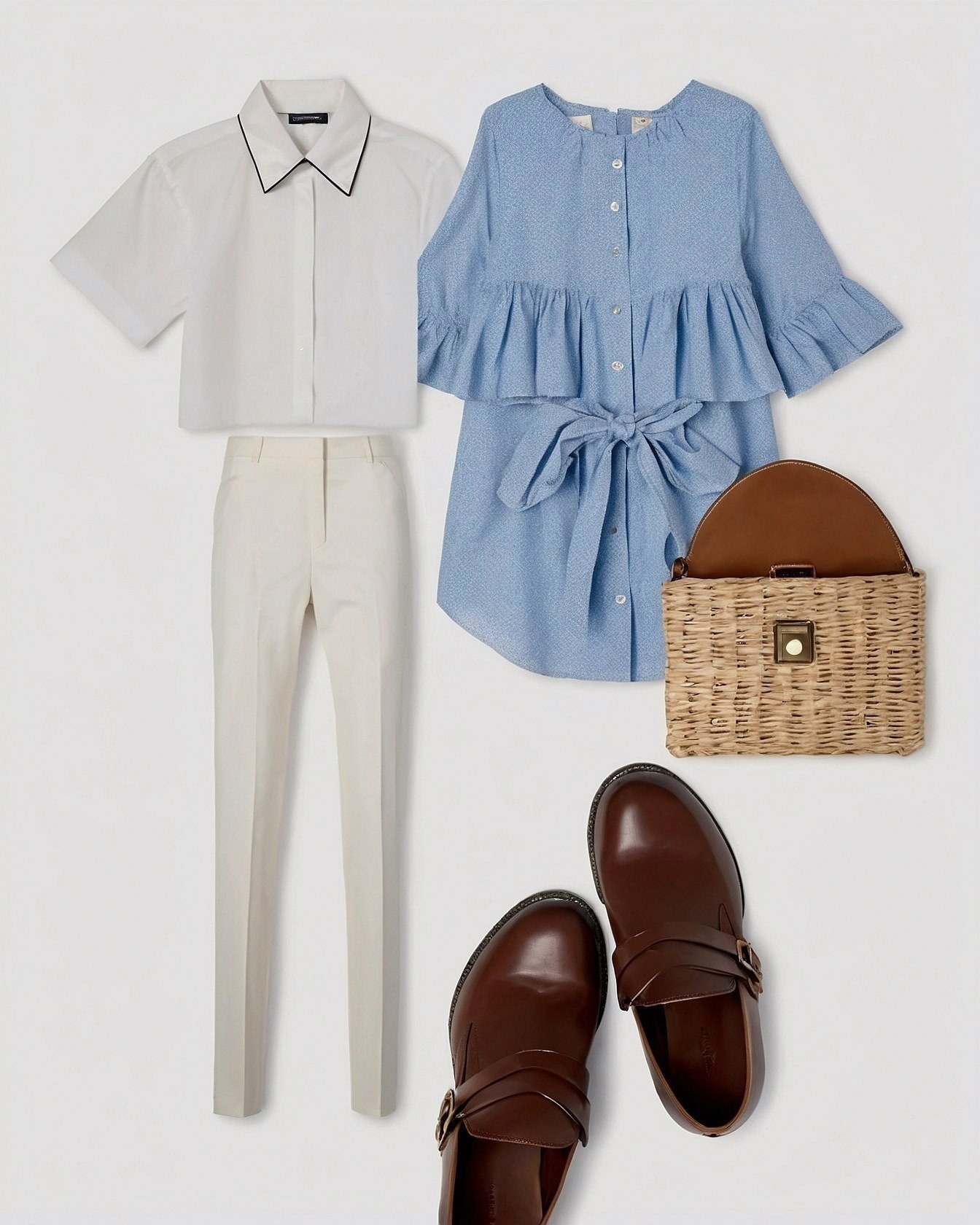 Crisp collar detail on a cropped white shirt