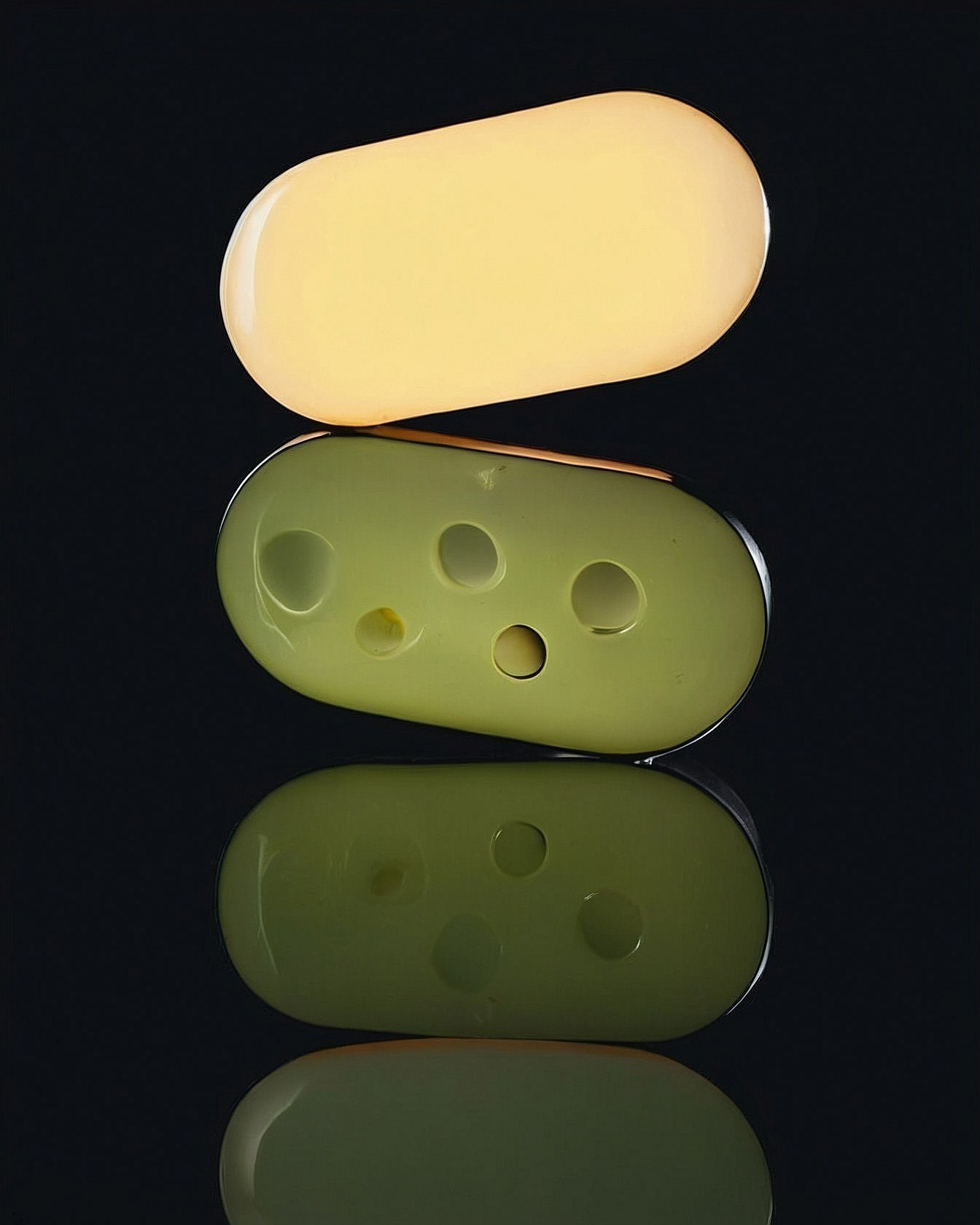 Stacked Pillow Forms in Yellow and Green