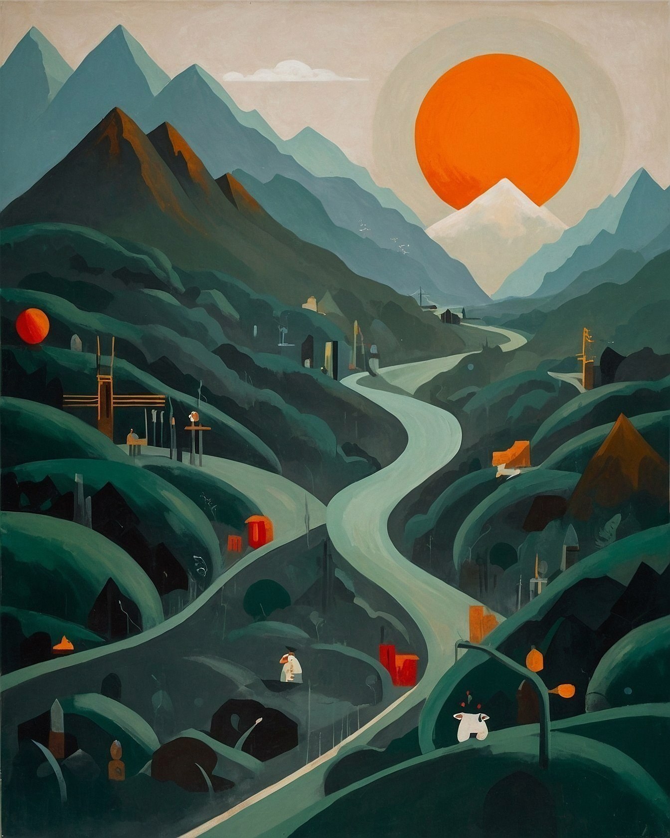 Vivid Orange Sun Over Verdant Valley