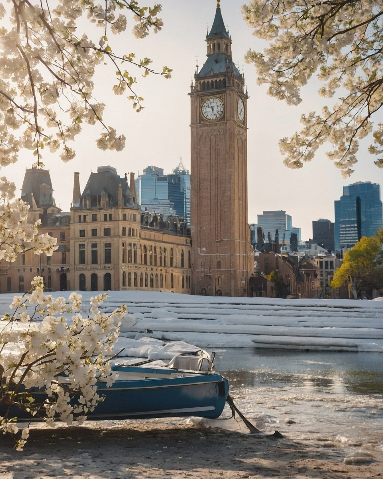 A Blue Boat by the River in London