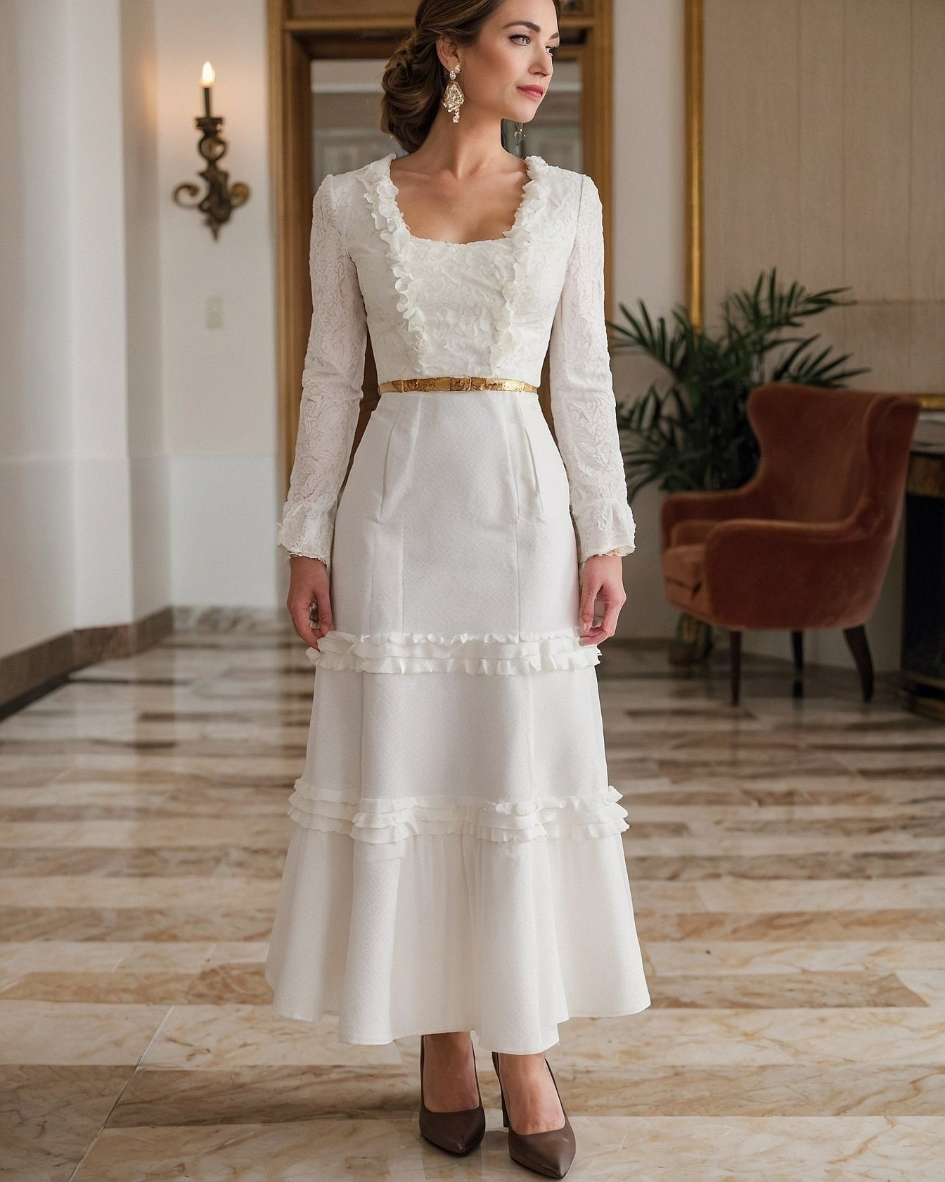 The Delicate Lace Overlay and Tiered Hem Detail