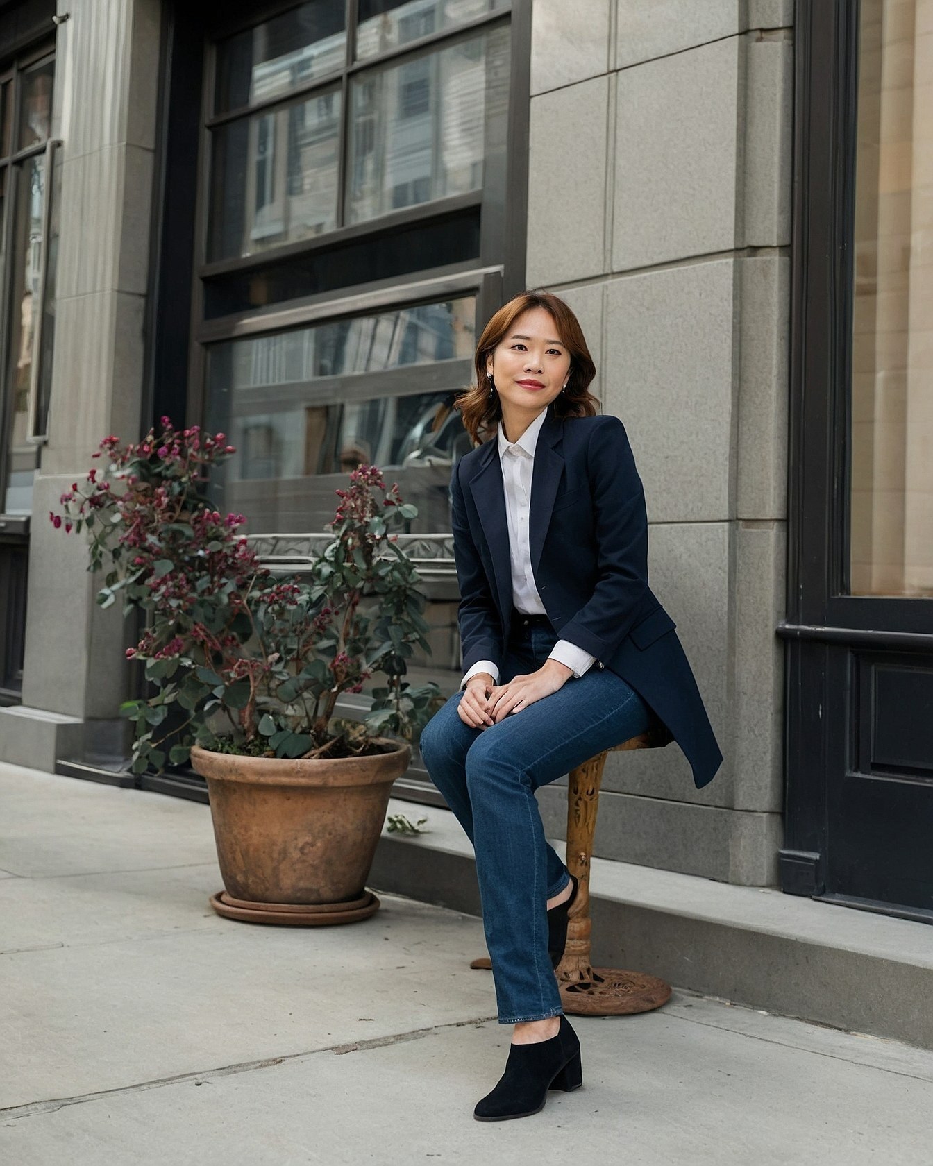 Sharp Blazer Meets Relaxed Denim