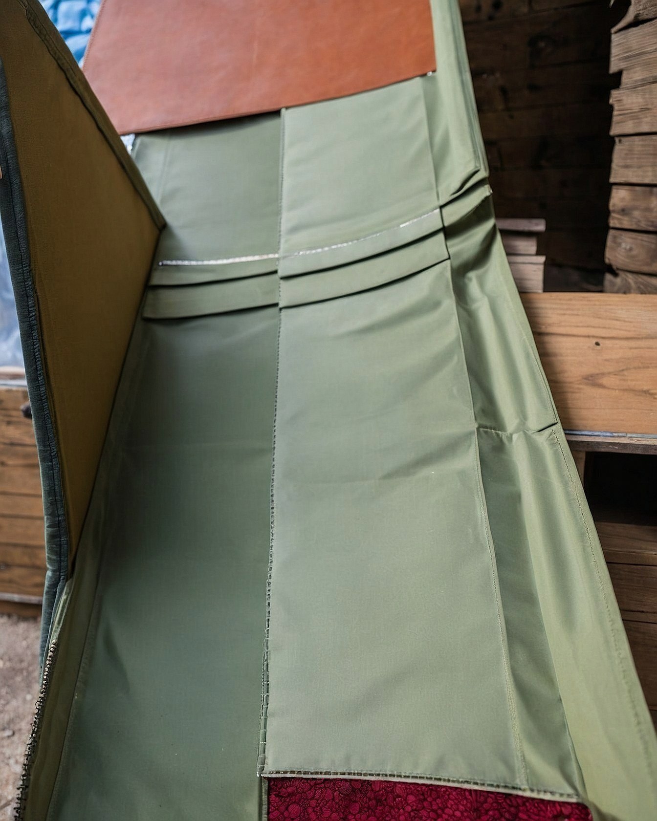 Patchwork Olive Green Skirt with Suede and Lace