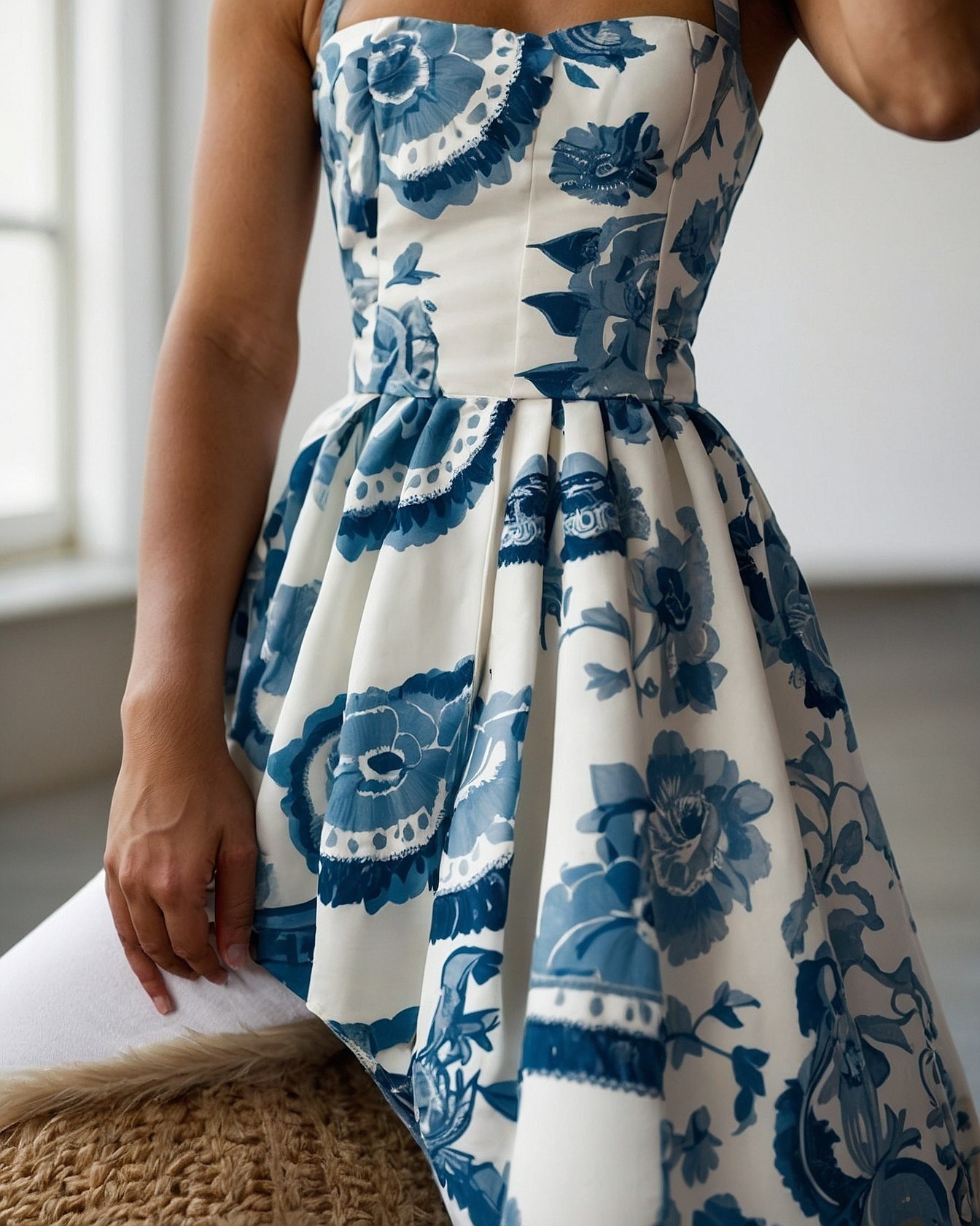 Structured Bodice Pairs with Voluminous Floral Skirt