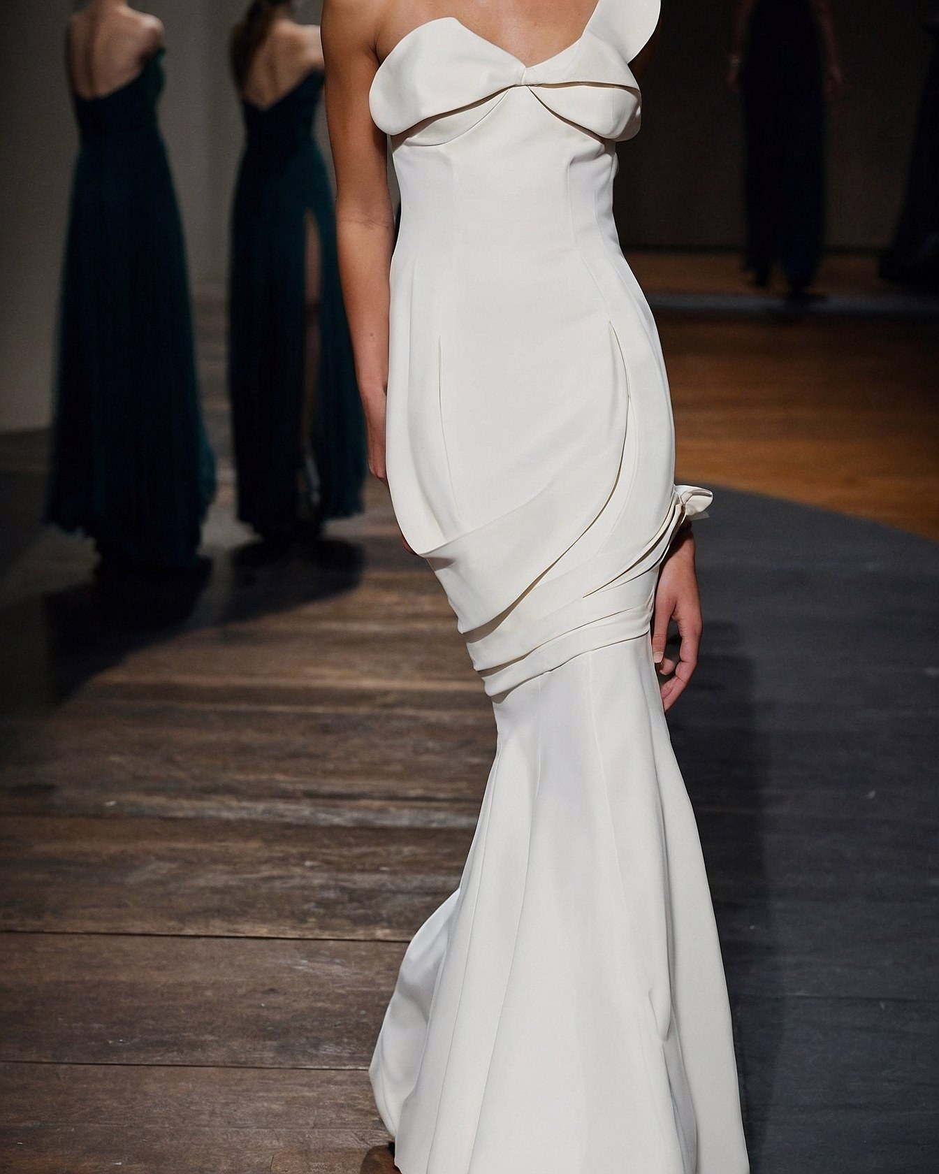 Sculpted Bodice With Cascading Drape Detail