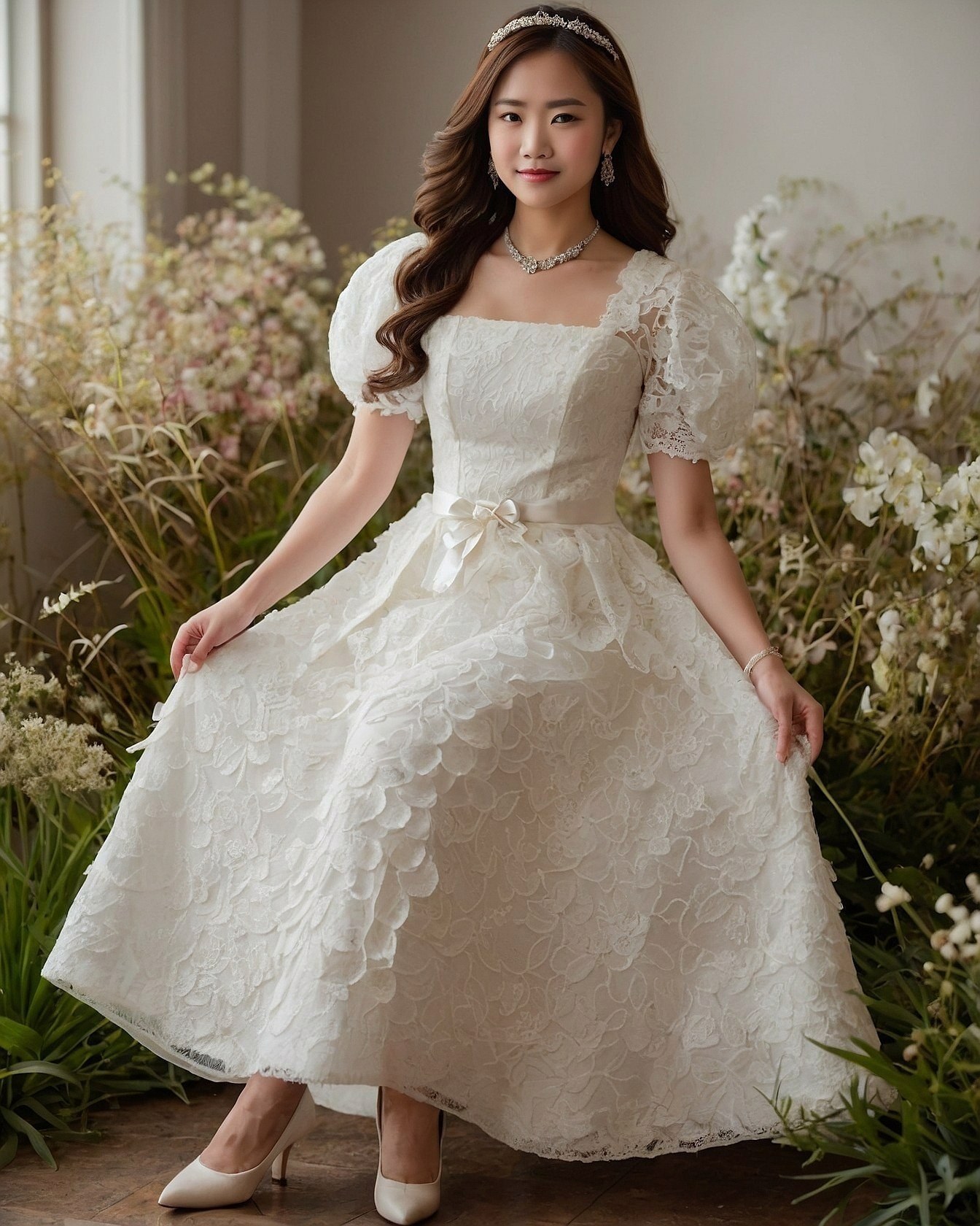 Lace Overlay with Bow Detail