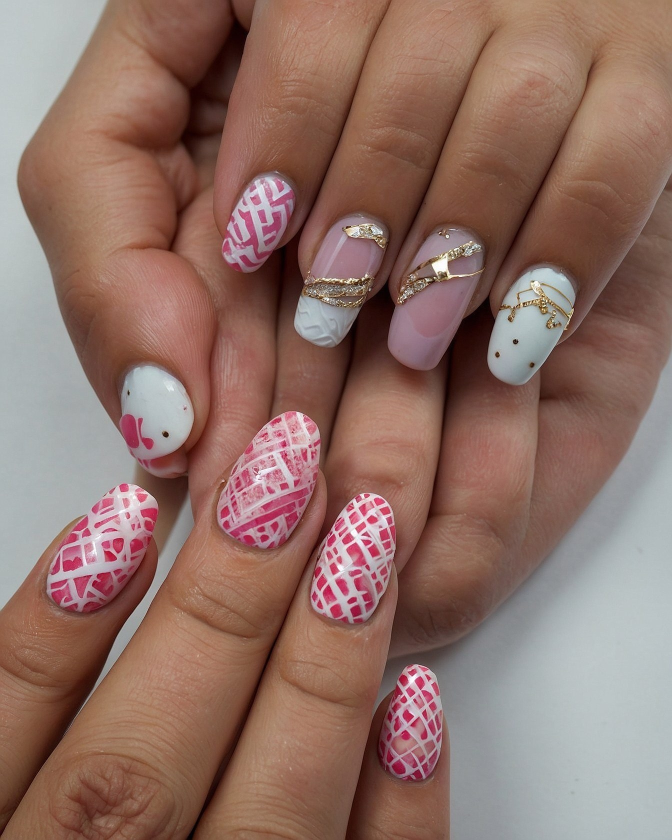 Intricate lattice patterns on a nude base
