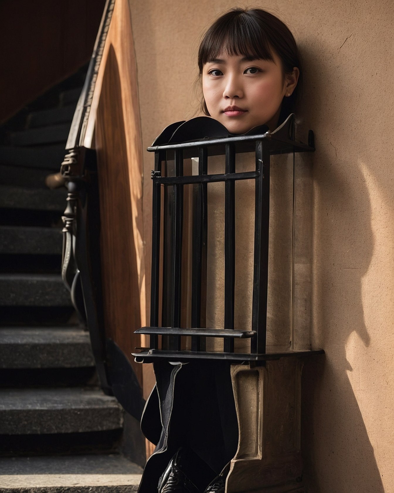 Shadowy Staircase and a Peek of an Outfit