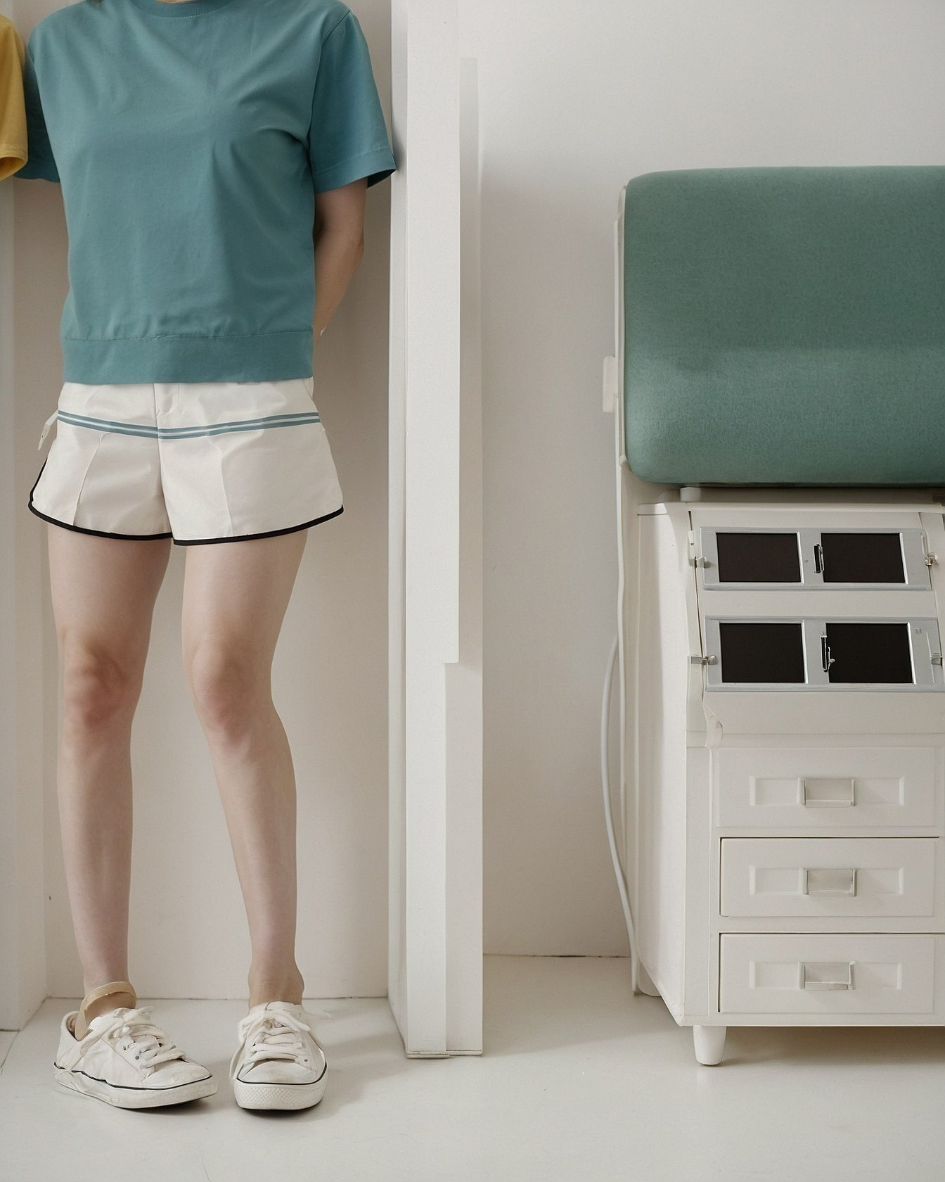 Cream Shorts with Sporty Piping Detail
