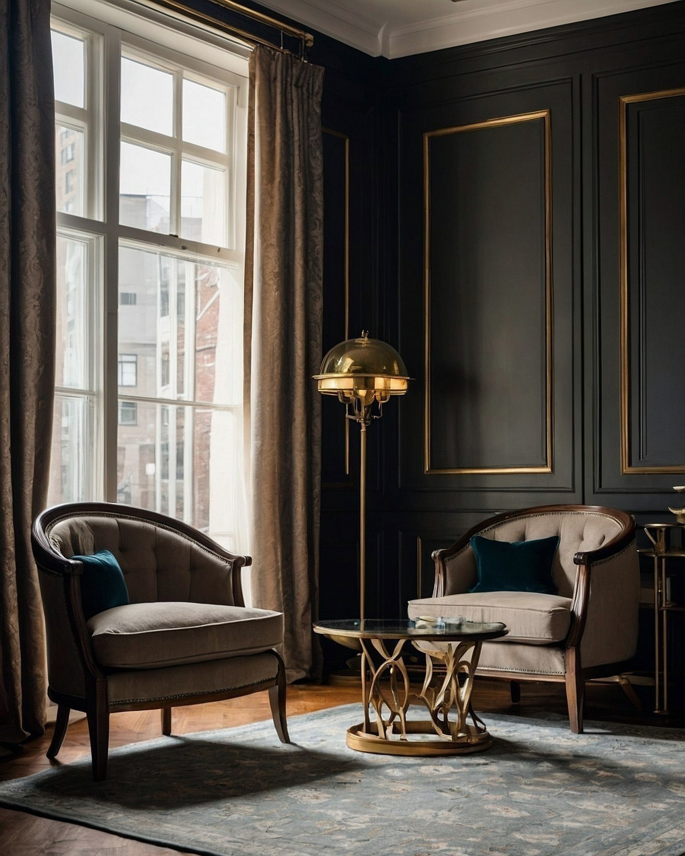 Rich Tufted Upholstery and Dark Walls