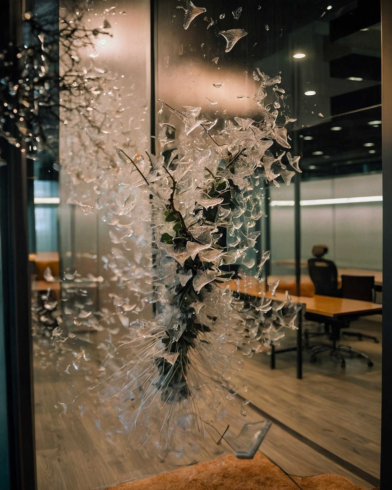 A Shattered Glass Effect on a Branch Display