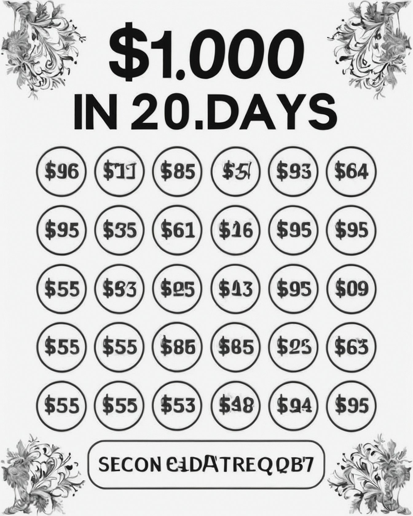 $1,000 Savings Tracker in 20 Days