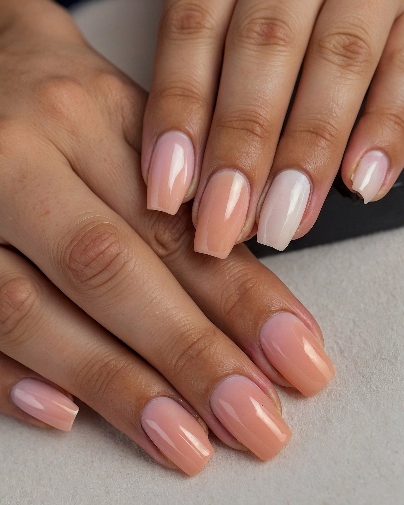 Ombre French Manicure with Subtle Color Shifts