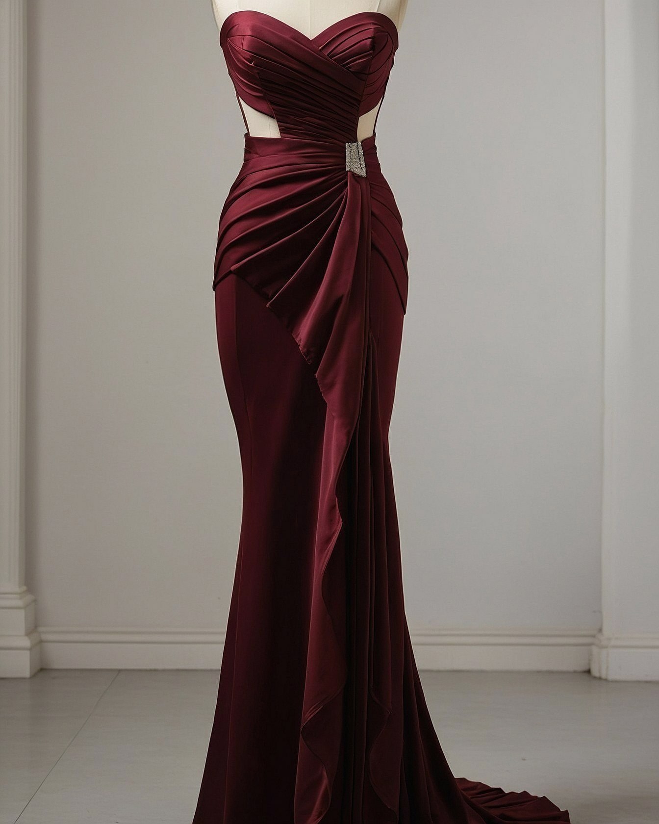 Selecting a Rich Burgundy Prom Dress with Modern Draping