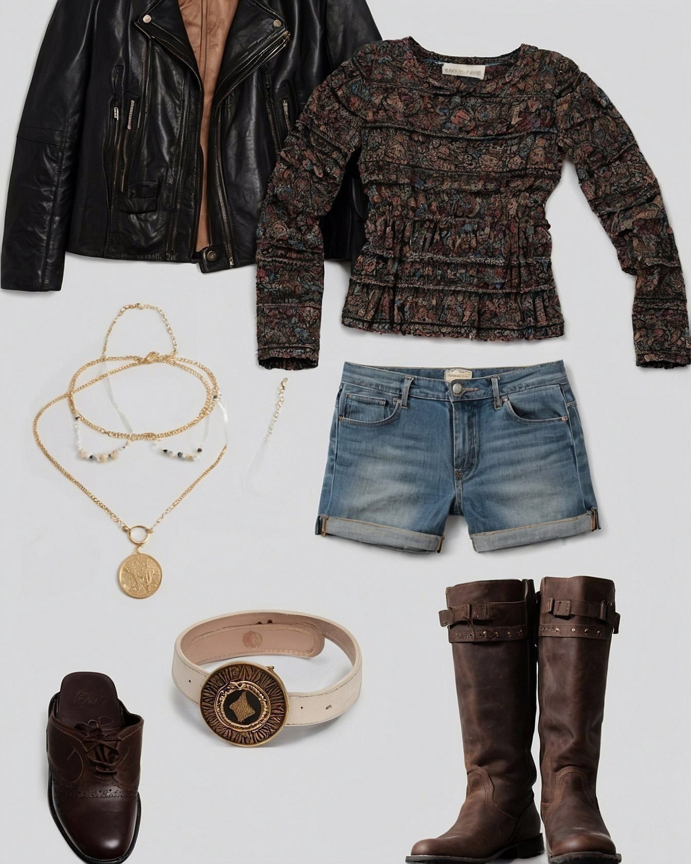 Mixing Edgy Leather and Boho Prints for Autumn