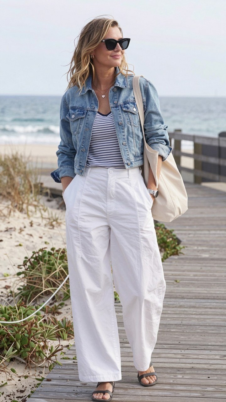 Choosing the Right Denim Jacket and White Trousers