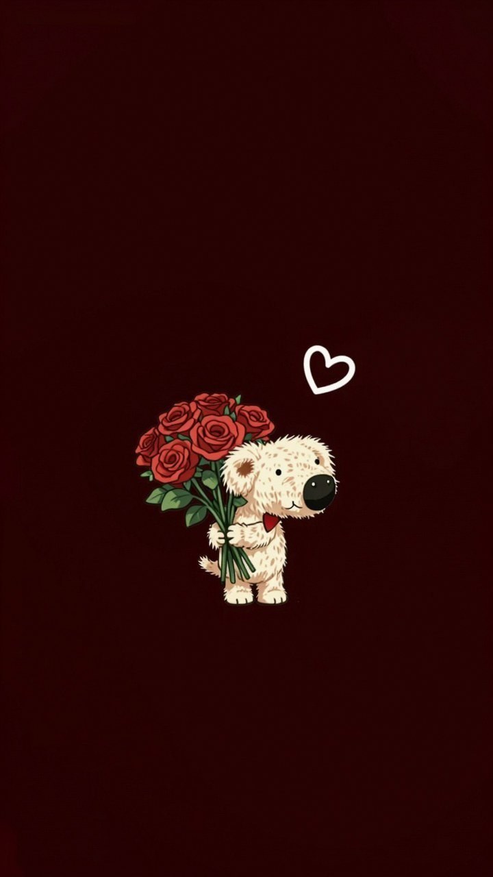 Selecting a Cute Puppy Wallpaper with Dark Red Accents