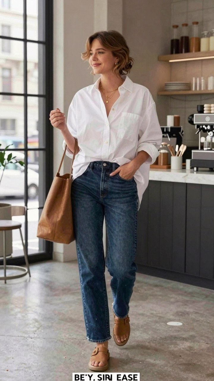 Choosing an Oversized White Button Down Shirt and Dark Jeans