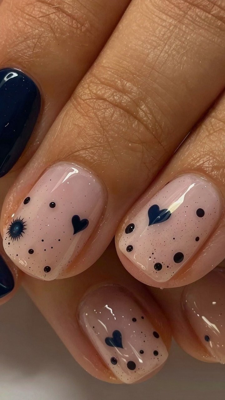 Choosing Navy Blue and Neutral Nail Art Designs