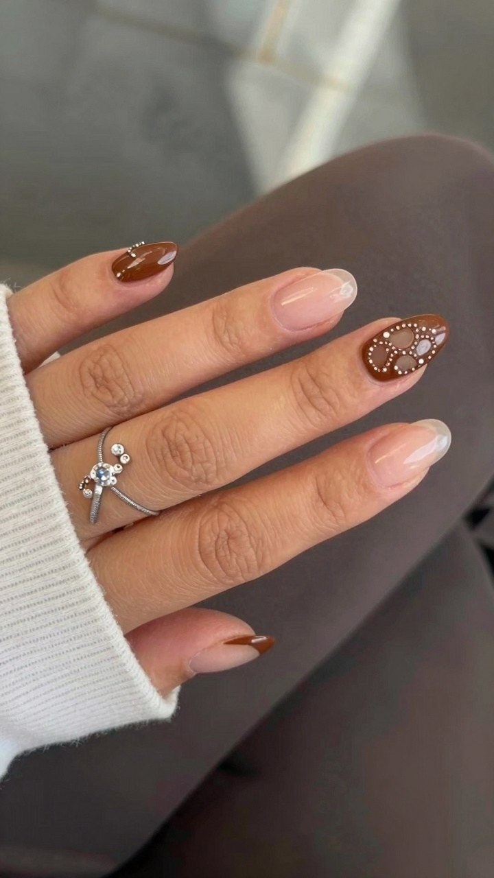 Choosing Between Solid Brown Polish and Detailed Dot Accents