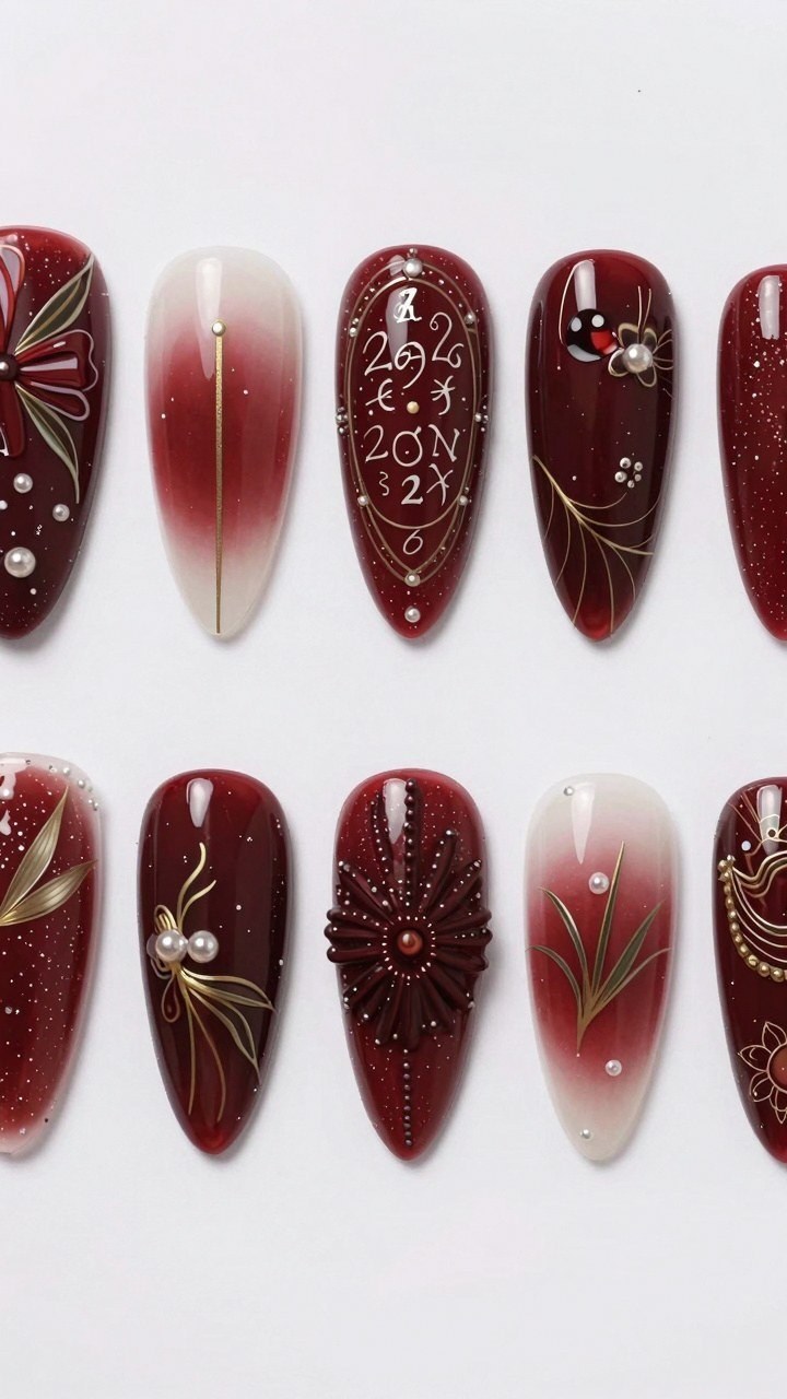 Selecting Deep Burgundy Pumpkin Press On Nails for Autumn