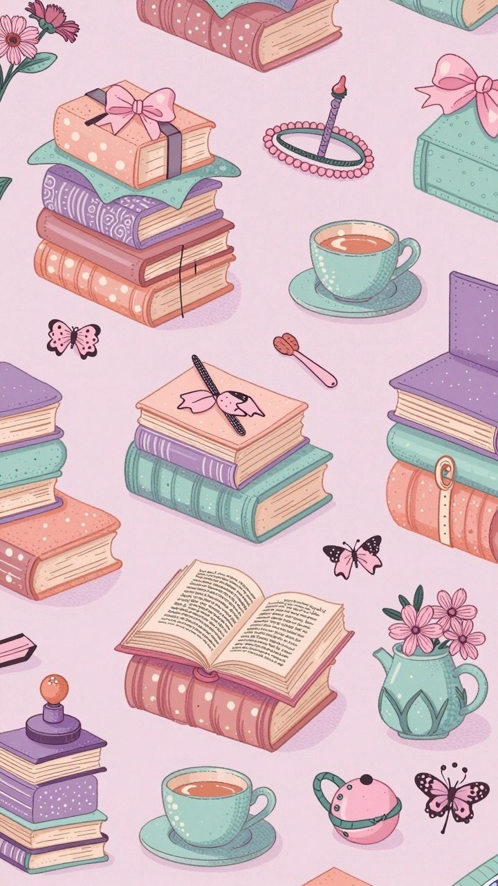 Literary Stack Wallpaper Inspired by Small Town Reading Nooks