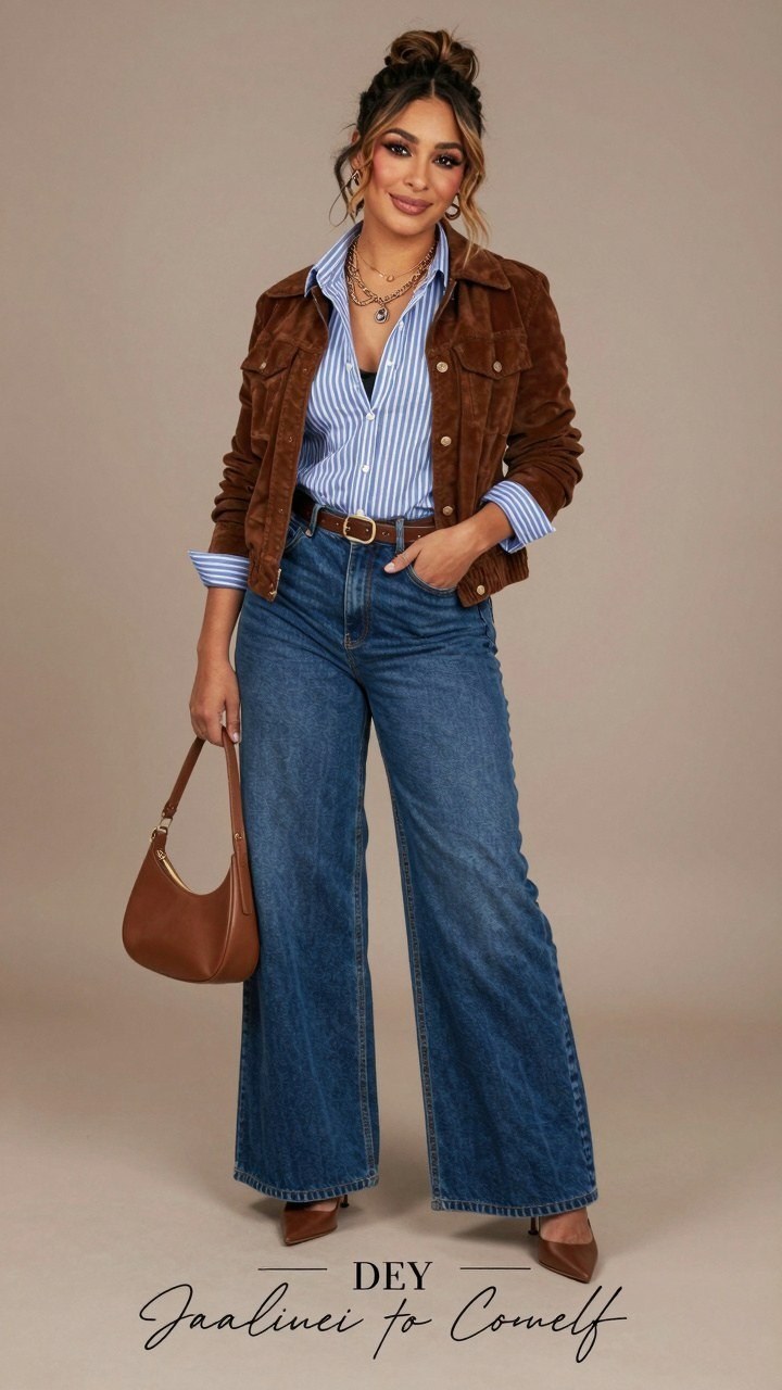 Styling a Suede Jacket with Wide Leg Denim