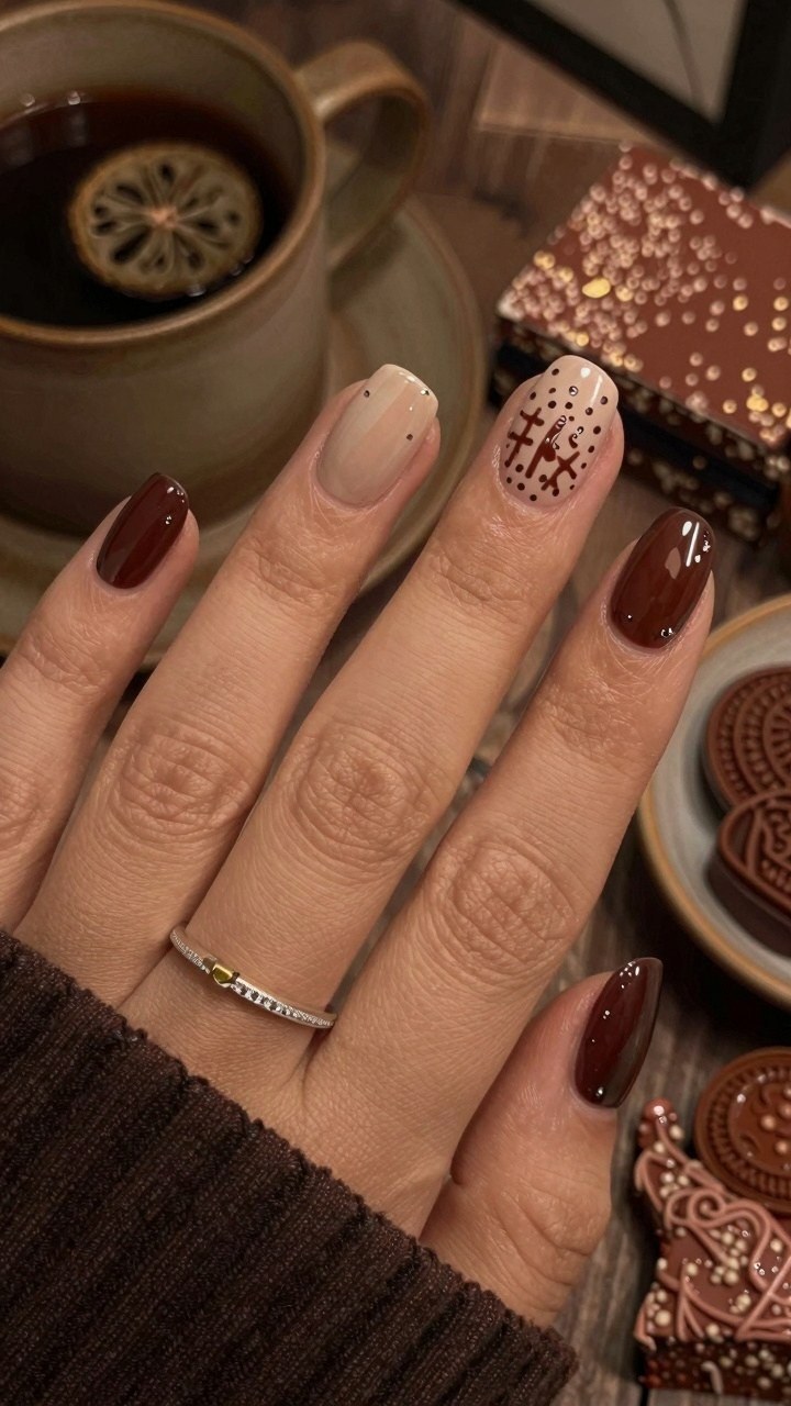 Choosing Warm Brown Hues And Dotted Accents