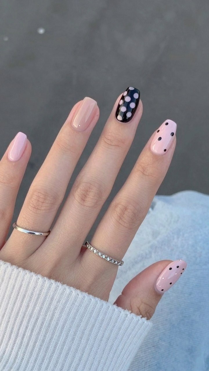 Choosing Between Soft Pink and Bold Contrast Polka Dots