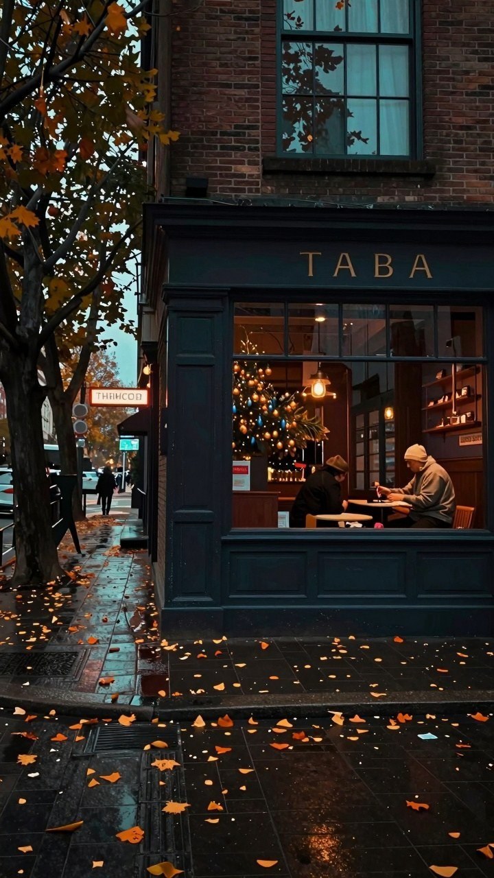 Charming Coffee Shop Window Winter Phone Screensavers