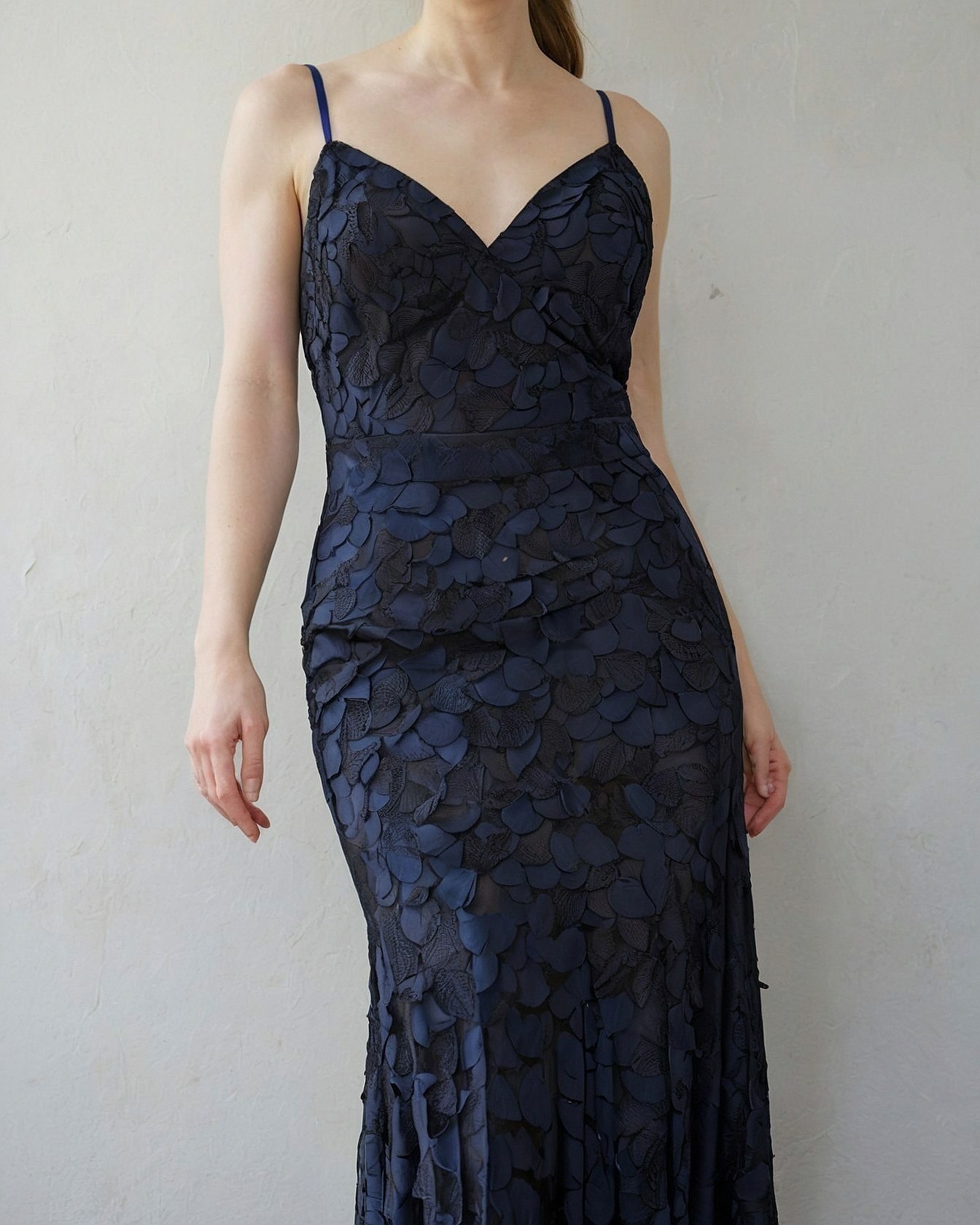 Deep Sapphire And Ink Blue Textural Gown
