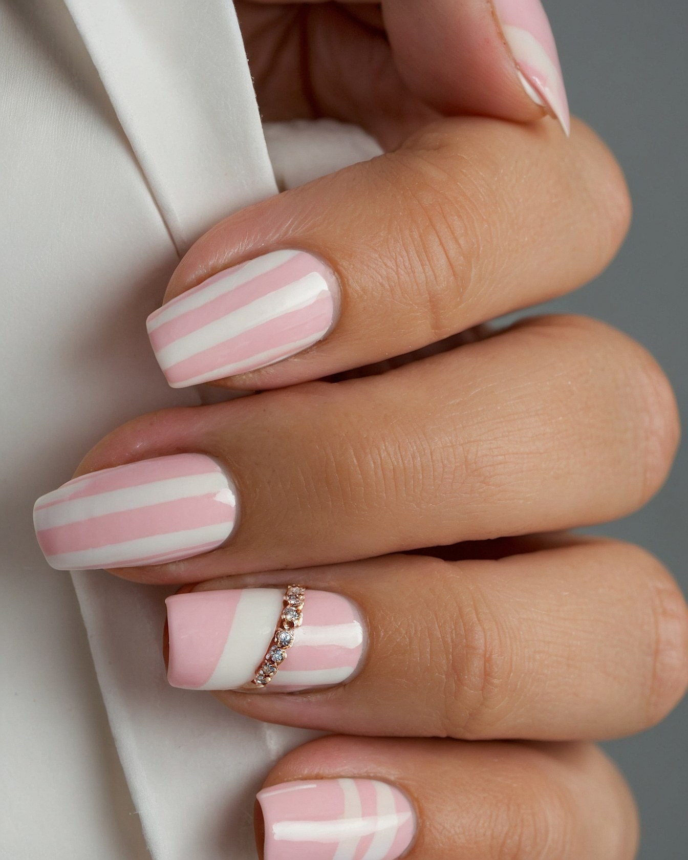 Macro Shot of Stacked Oval Nail Art
