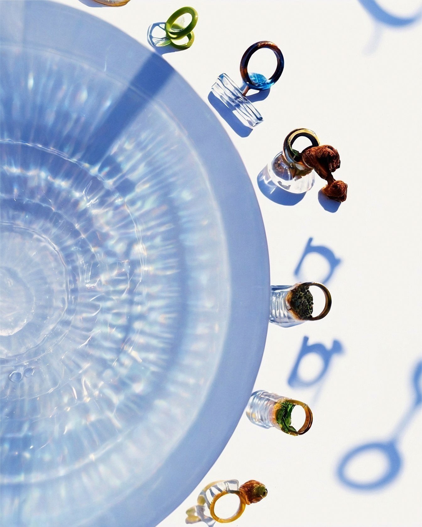 An Assortment of Rings on a Wavy Surface