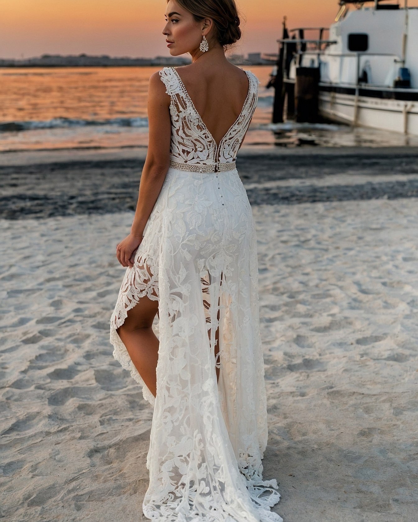 Ocean Sunset Hues Accentuate White Lace