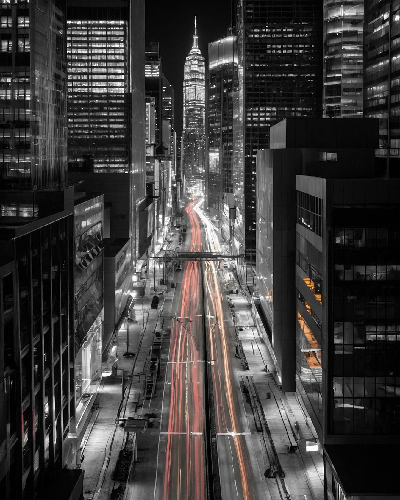 Streetlights and Light Trails: A Nocturnal Palette