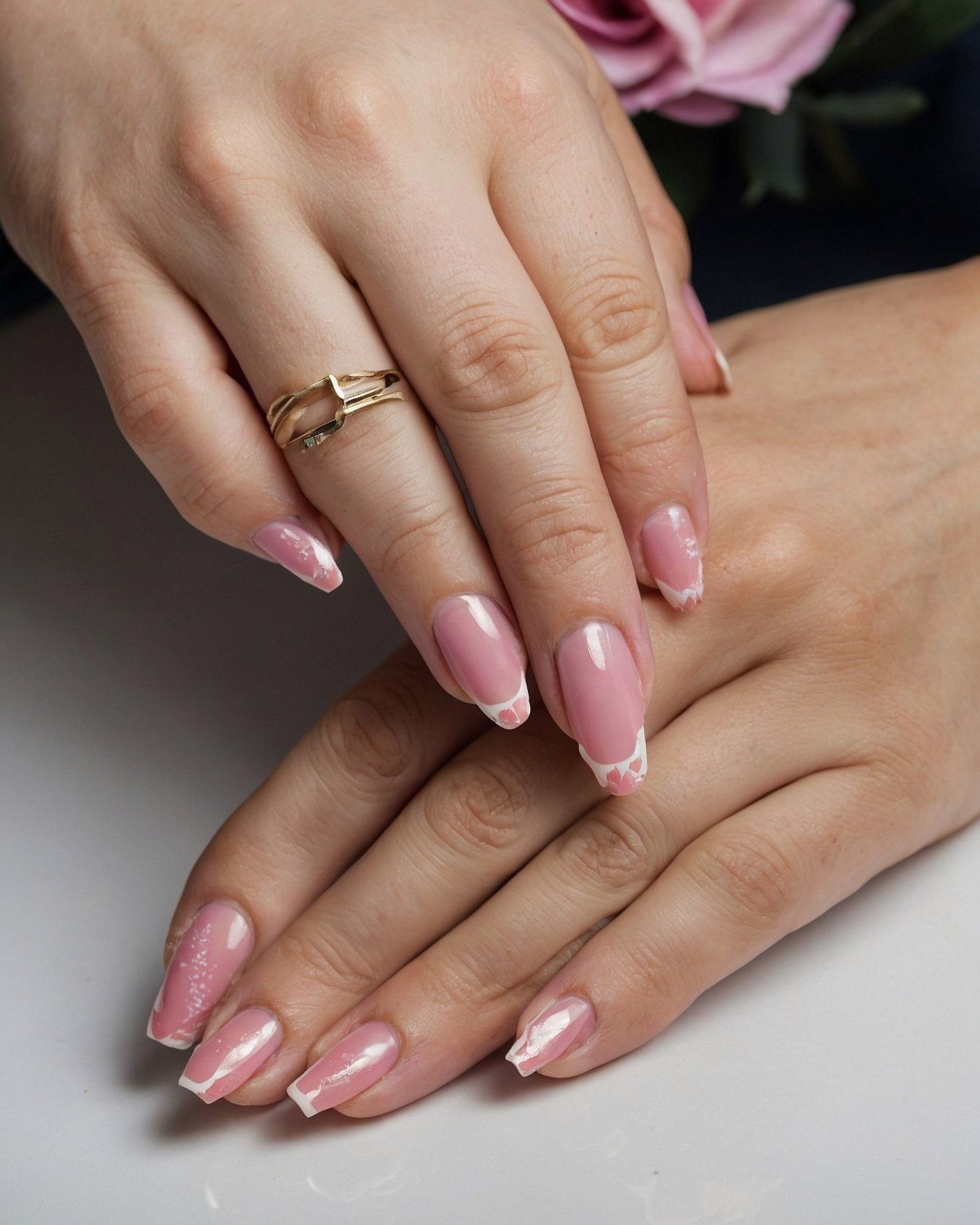 Soft Blush and Petal Pink French Tips