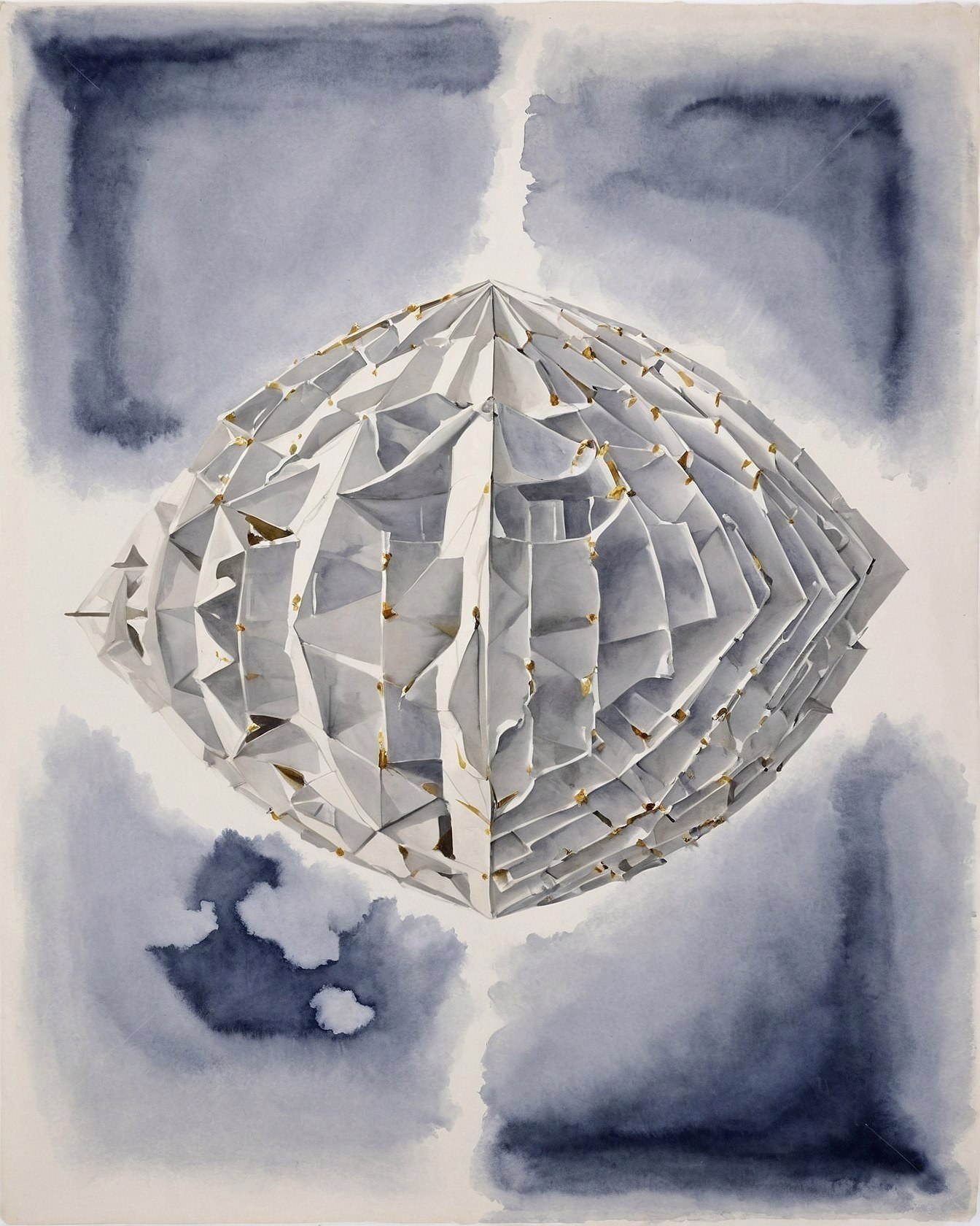 Geometric Form Emerges From Inky Indigo Washes