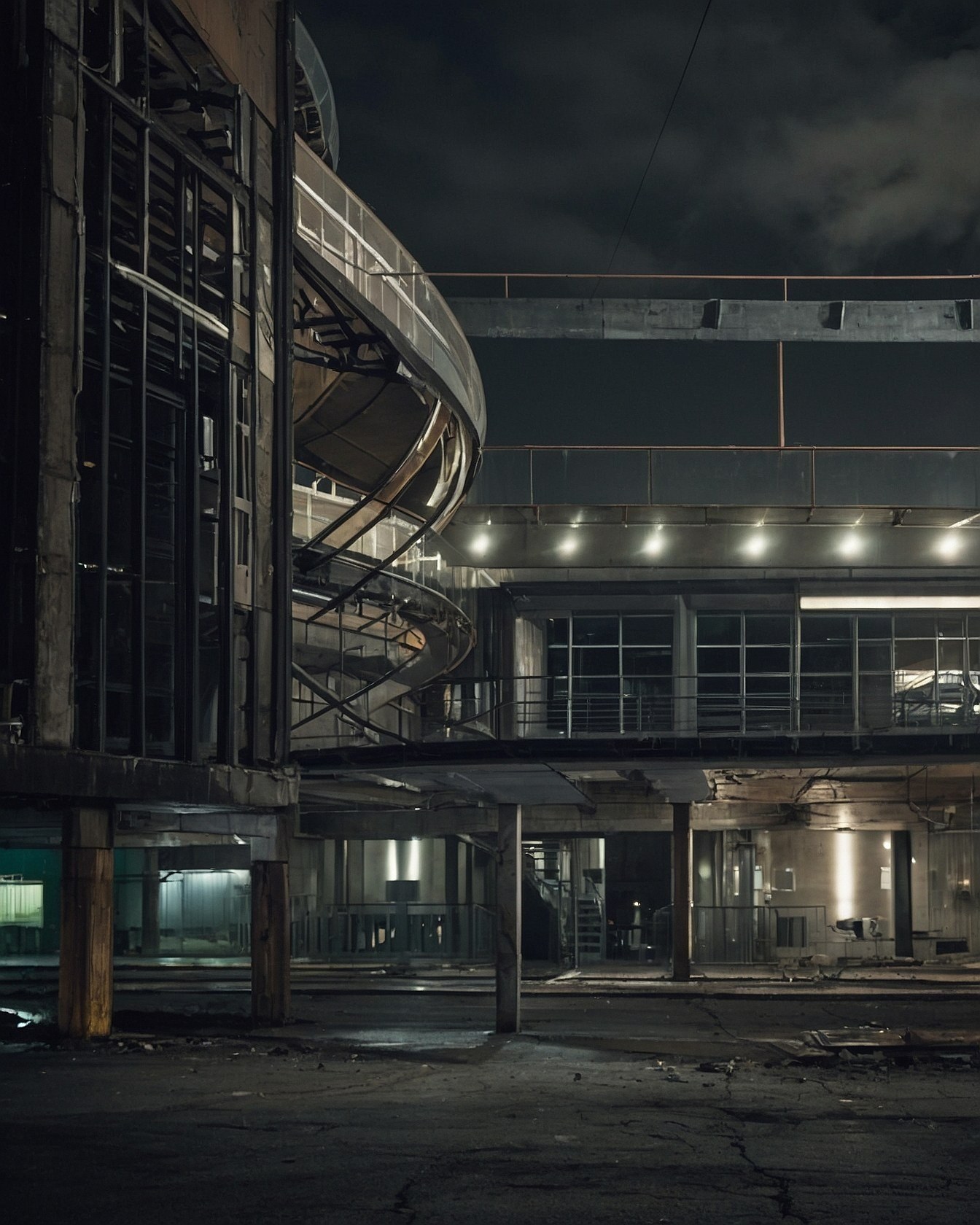 Urban Industrial Palette: Nighttime Concrete and Steel