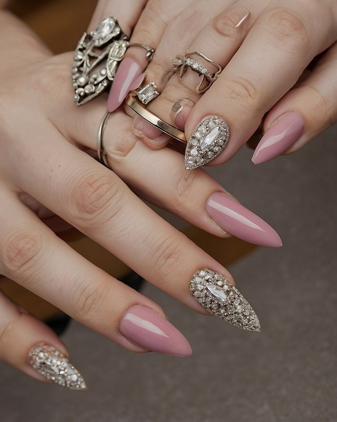 Rose Quartz & Antique Silver Sparkle