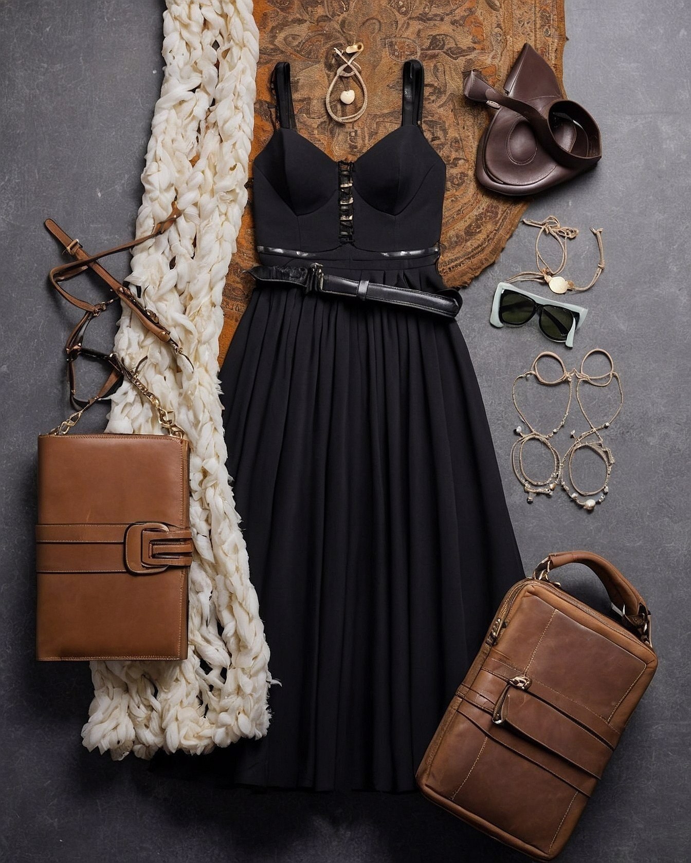 Rich Saddle Brown and Cream Contrast