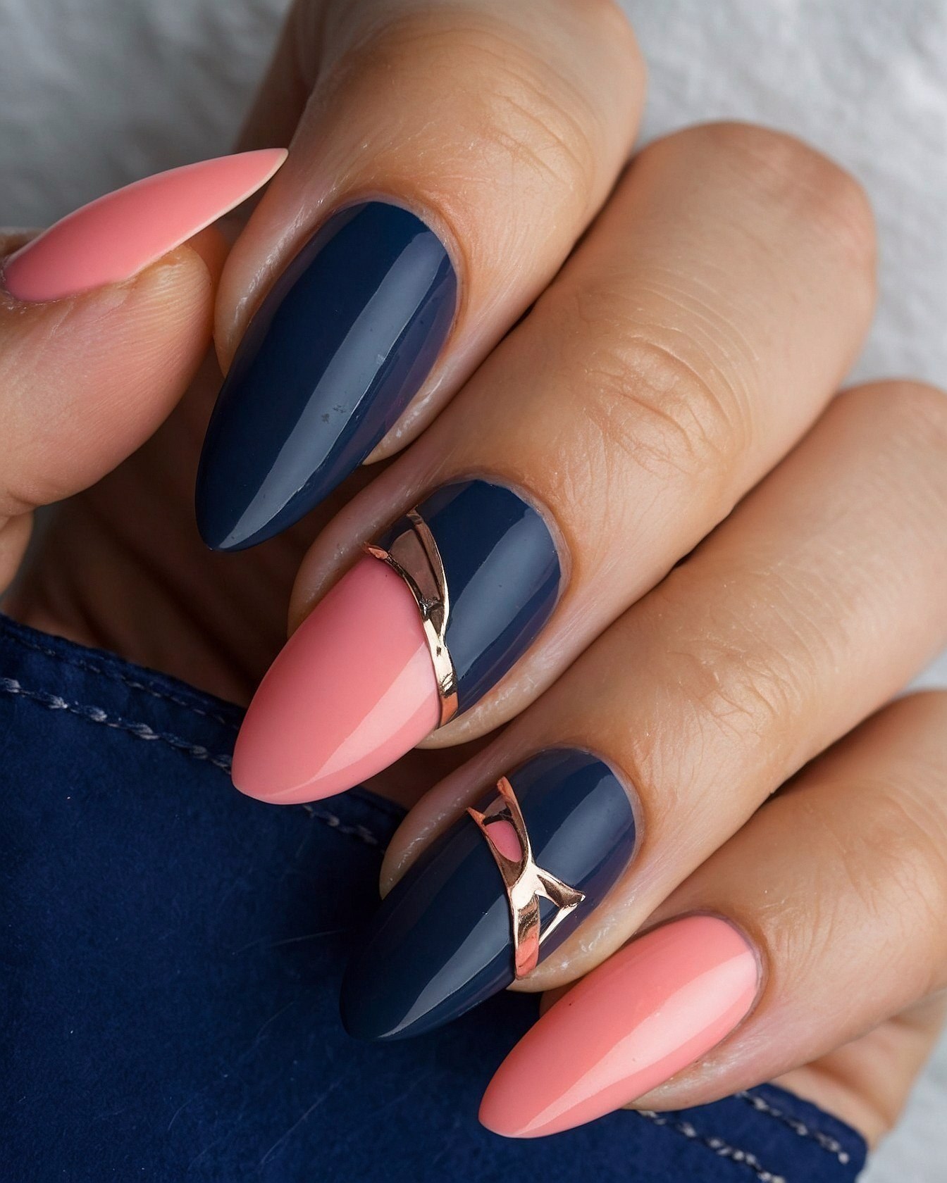 A Captivating Contrast of Deep Indigo and Soft Coral Hues