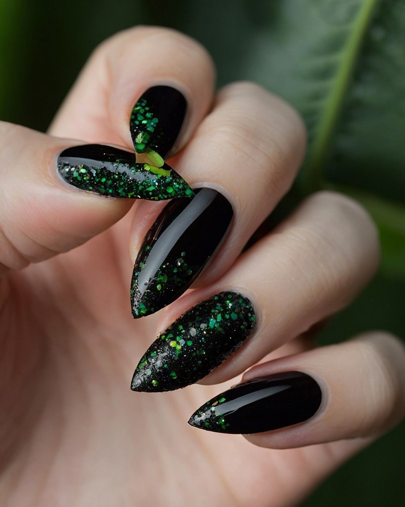 Midnight Forest Green Glitter Accents