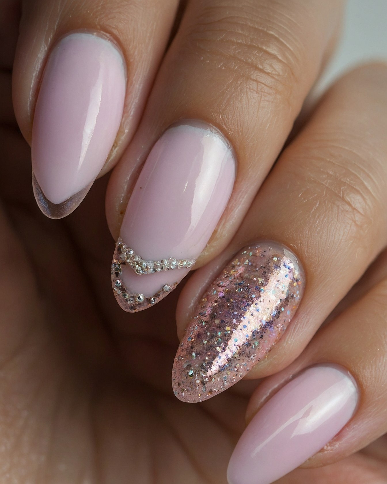 Soft Blush and Rose Gold Nail Art