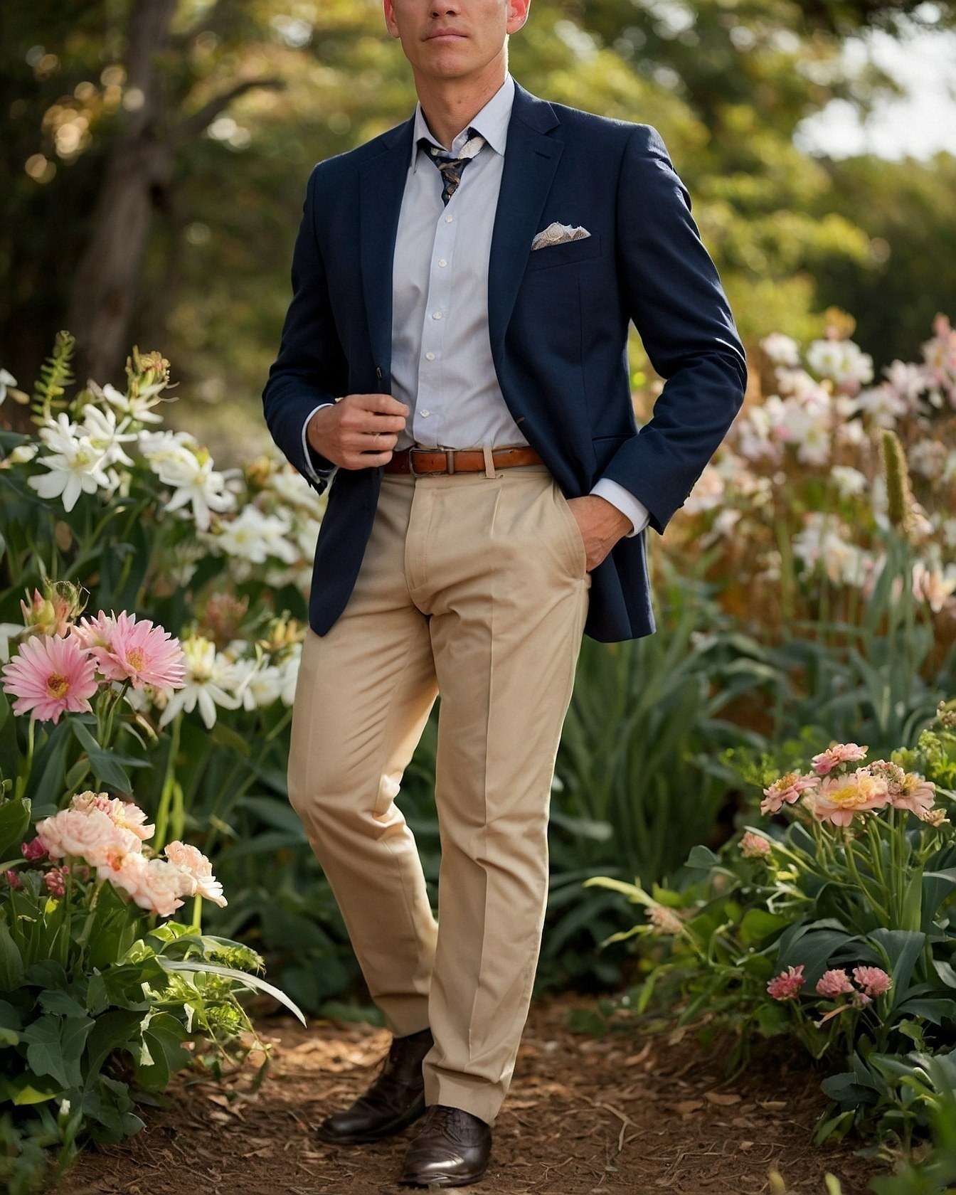 A Symphony of Warm Taupe and Deep Navy