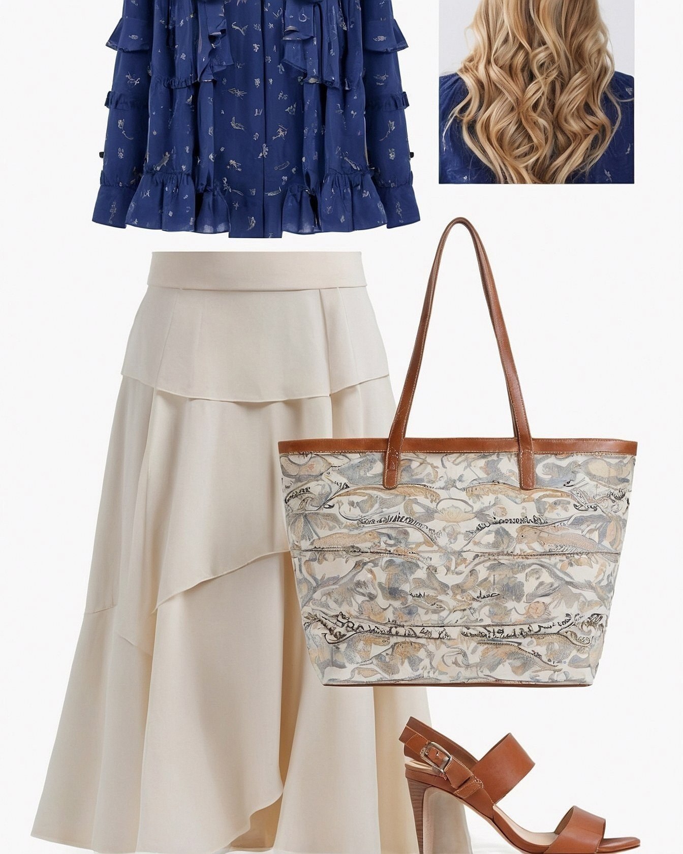 Blue and Cream Layers with Earthy Leather Accents