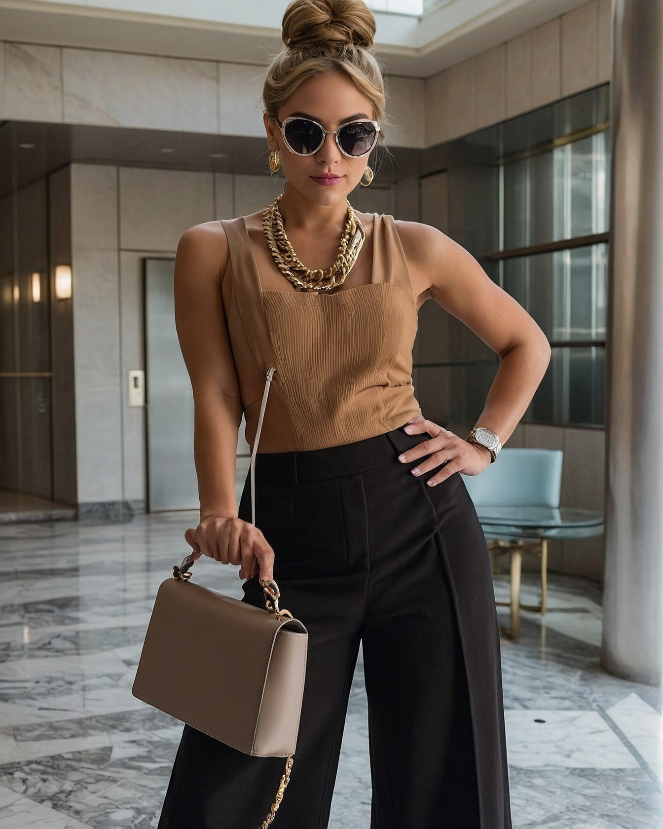 A study in warm taupe and onyx