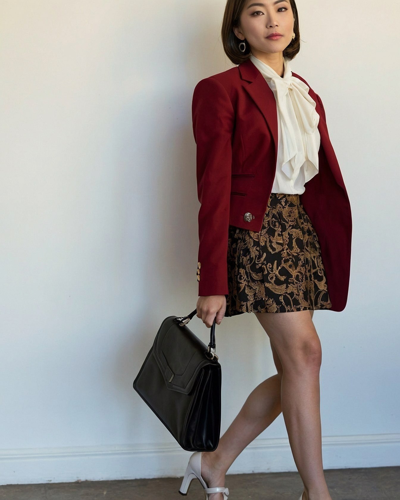 Rich Burgundy Meets Black and Gold Jacquard